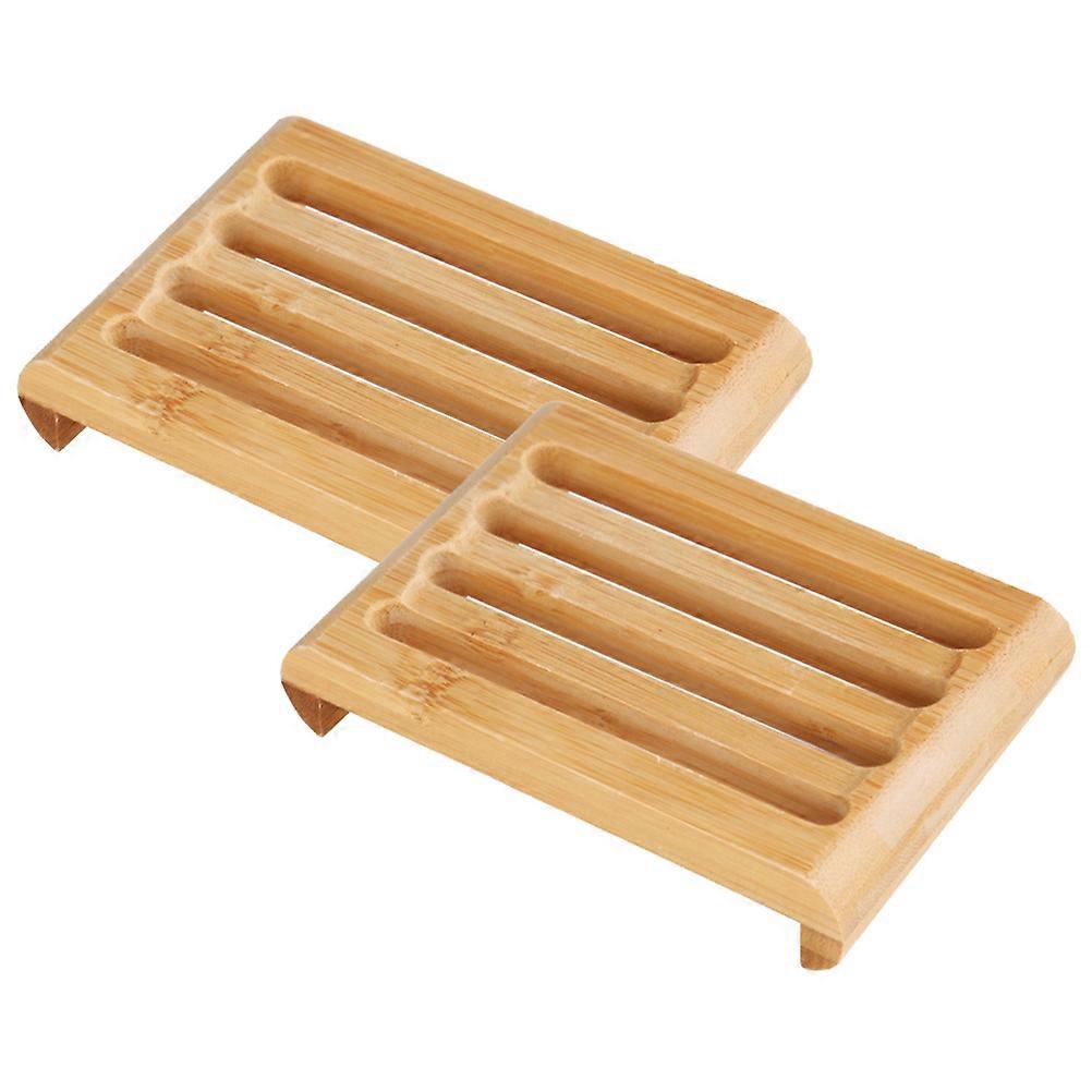 Bathroom and Kitchen Soap Dish with Drain Tray, Made from Bamboo Material