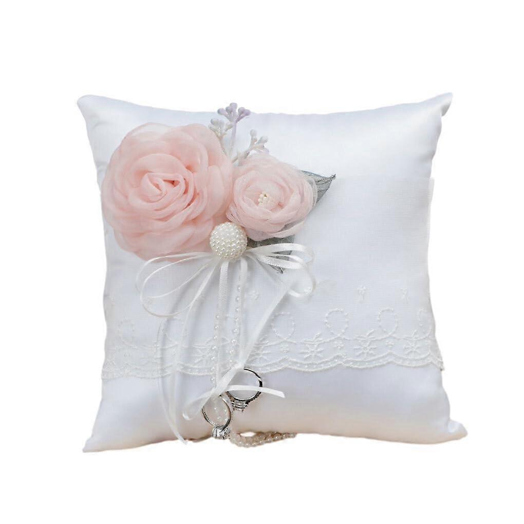 Big Day Ring Setting - Elegant Lace Flower Ring Pillow Fabric for Wedding Bride Decor 1:1 Scale