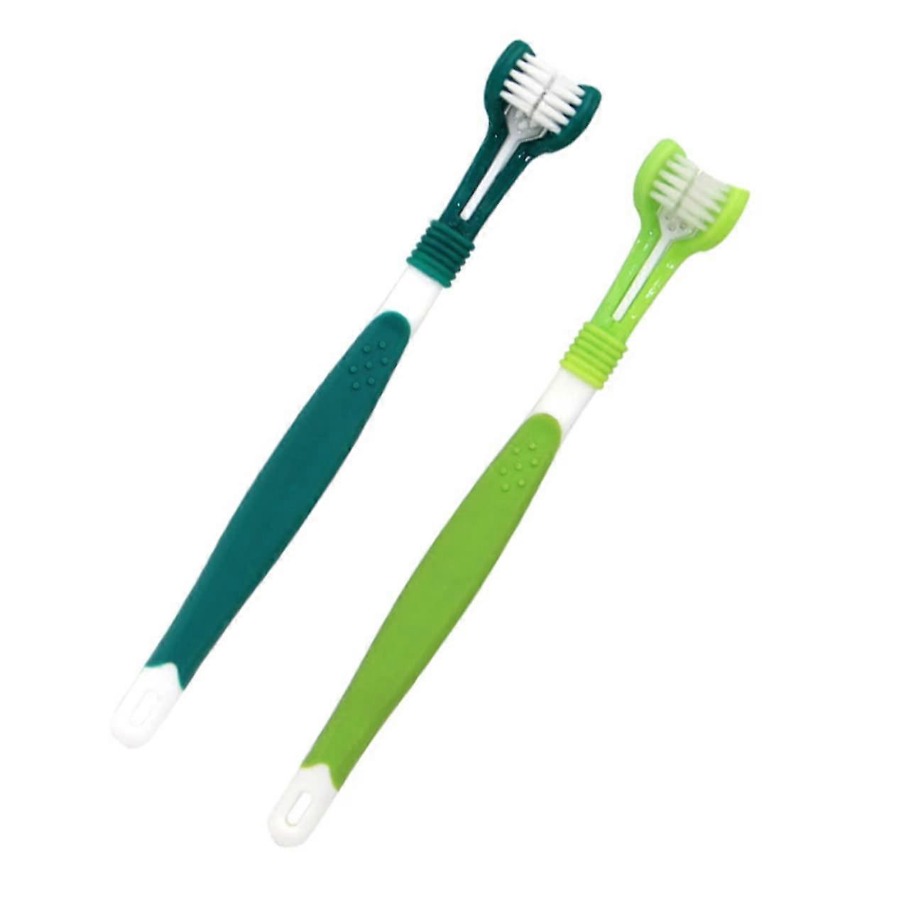 Pet Toothbrush for Small Dogs Pack of 2 Triple Double-Sided Design with Three Heads and Dog Toothpaste for Large Dogs PP