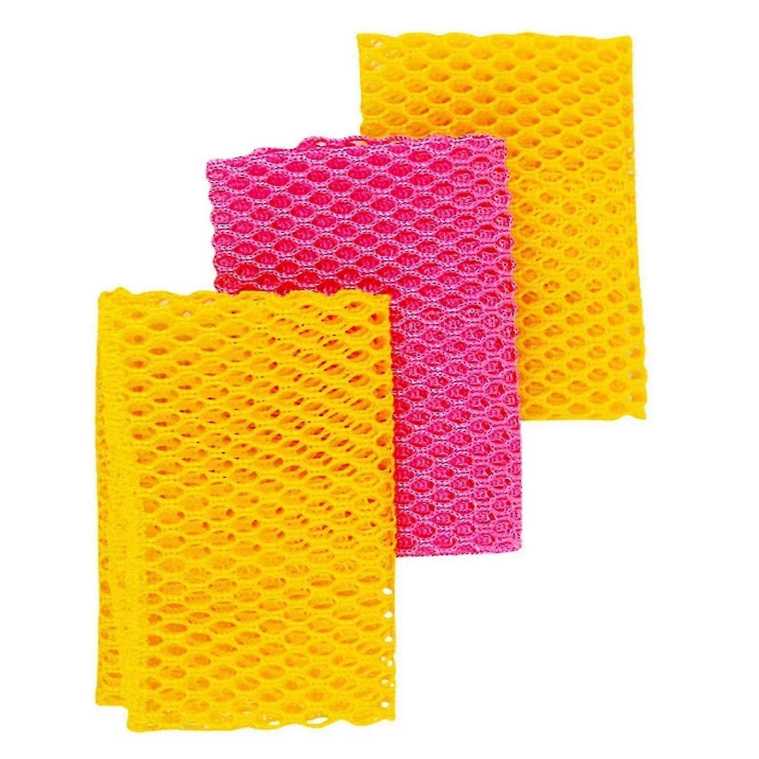 3pcs Innovative Dish Washing Net Cloths / Scourer - Odor-free Scrubber for Various Brands