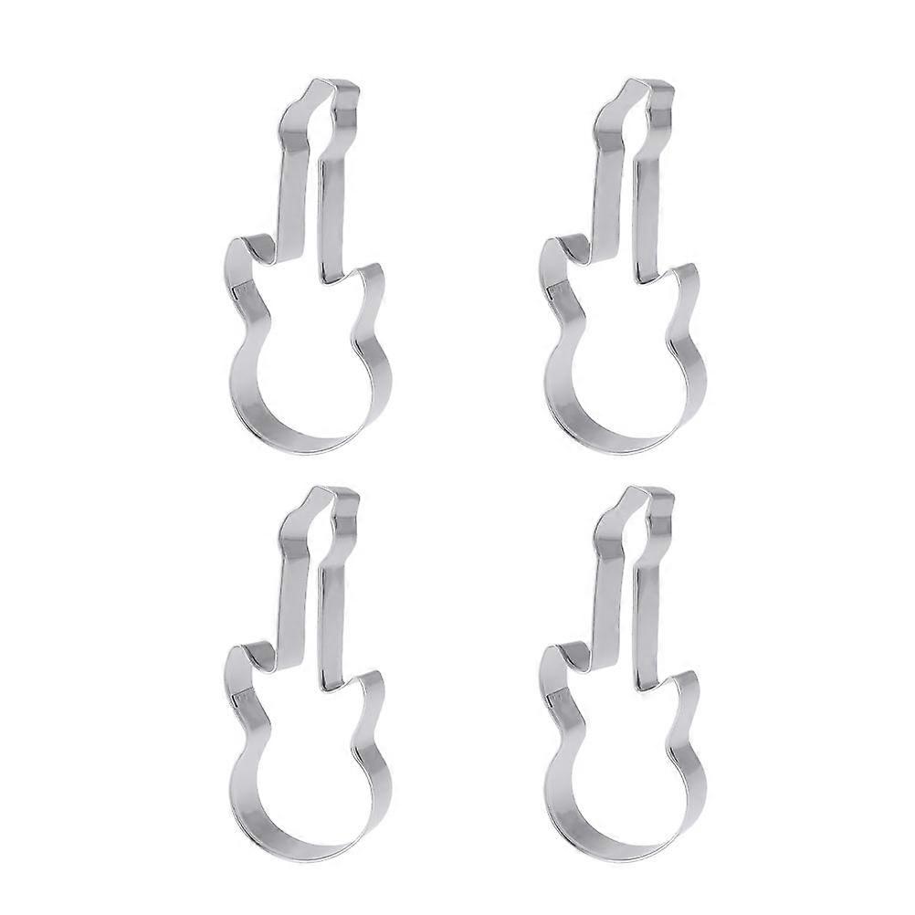 Guitar Shaped Cookie Cutters Made of Stainless Steel for Baking Fun Silver 4Pcs