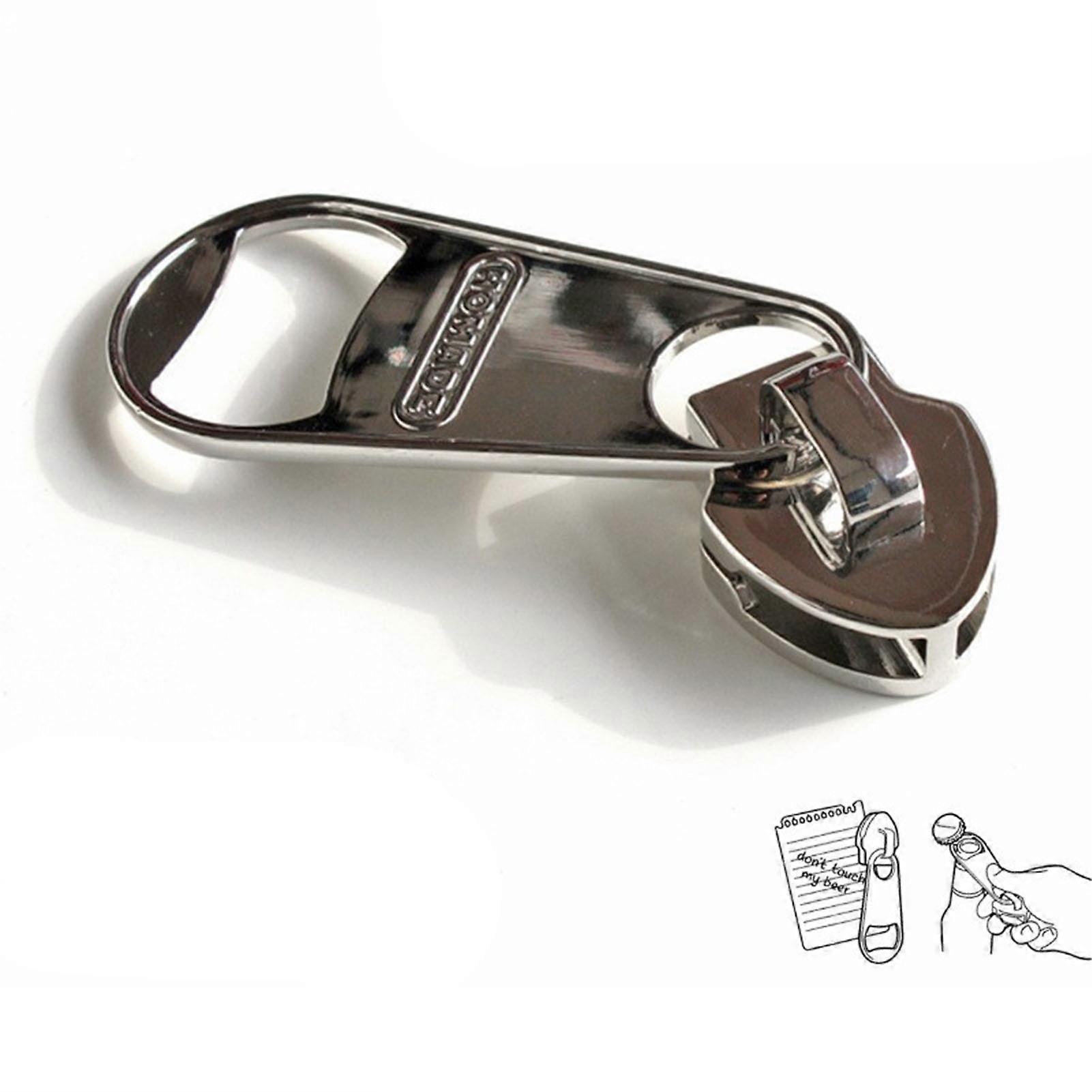 Bottle Opener Zipper Shape Shiny Unique Zinc Alloy Bottle Can Opener with Refrigerator Sticker 