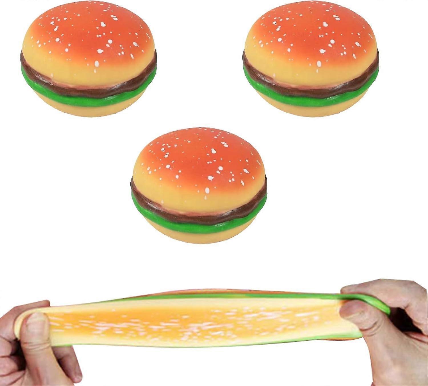 zengo hamburger stress legetøj hamburger klemme legetøj, stressaflastning sjov nyhed legetøj, simulering hamburger fidget legetøj (3stk)