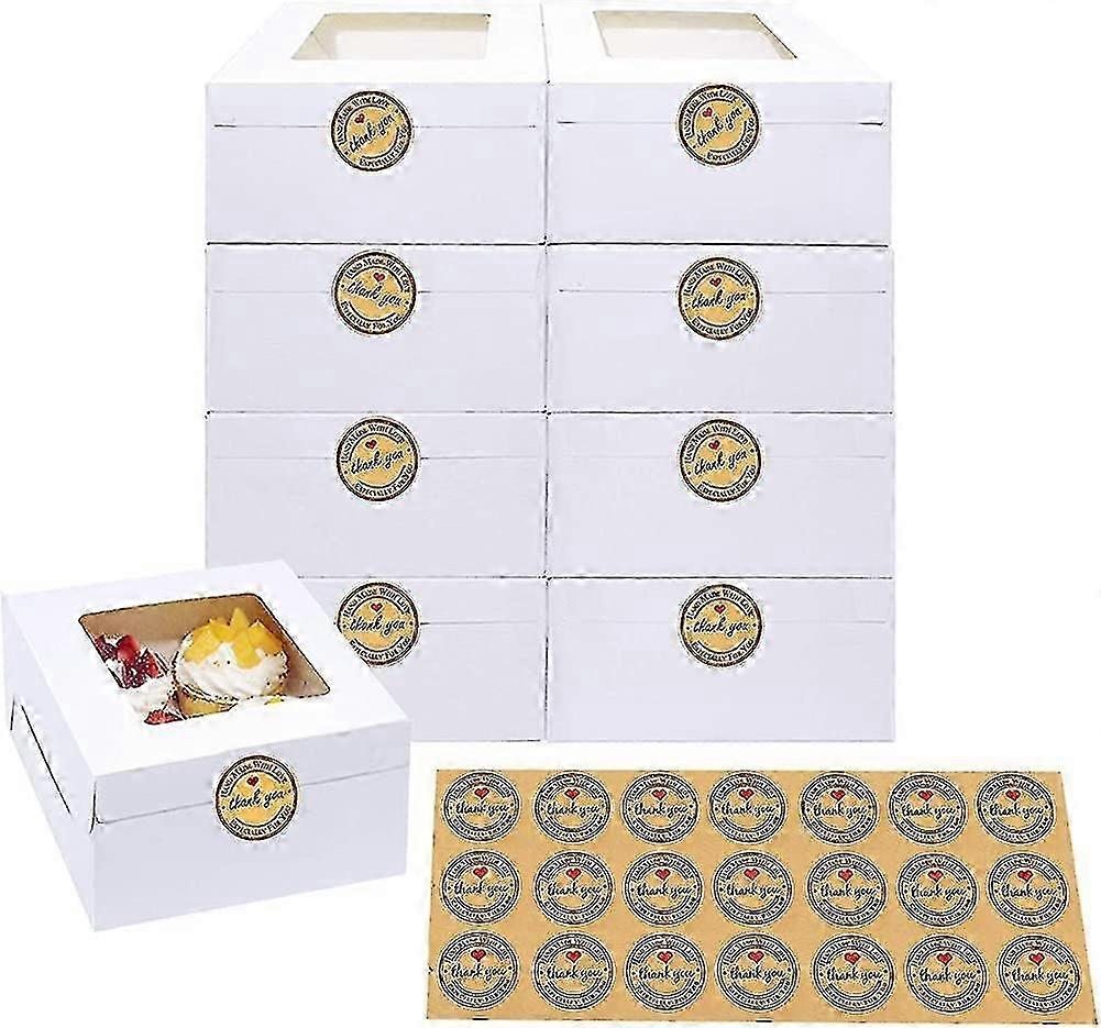 9pcs Heilwiy Weiße Bäckerei Boxen mit Fensterpapier Geschenkboxen für Gebäck, Cupcakes Geschenk