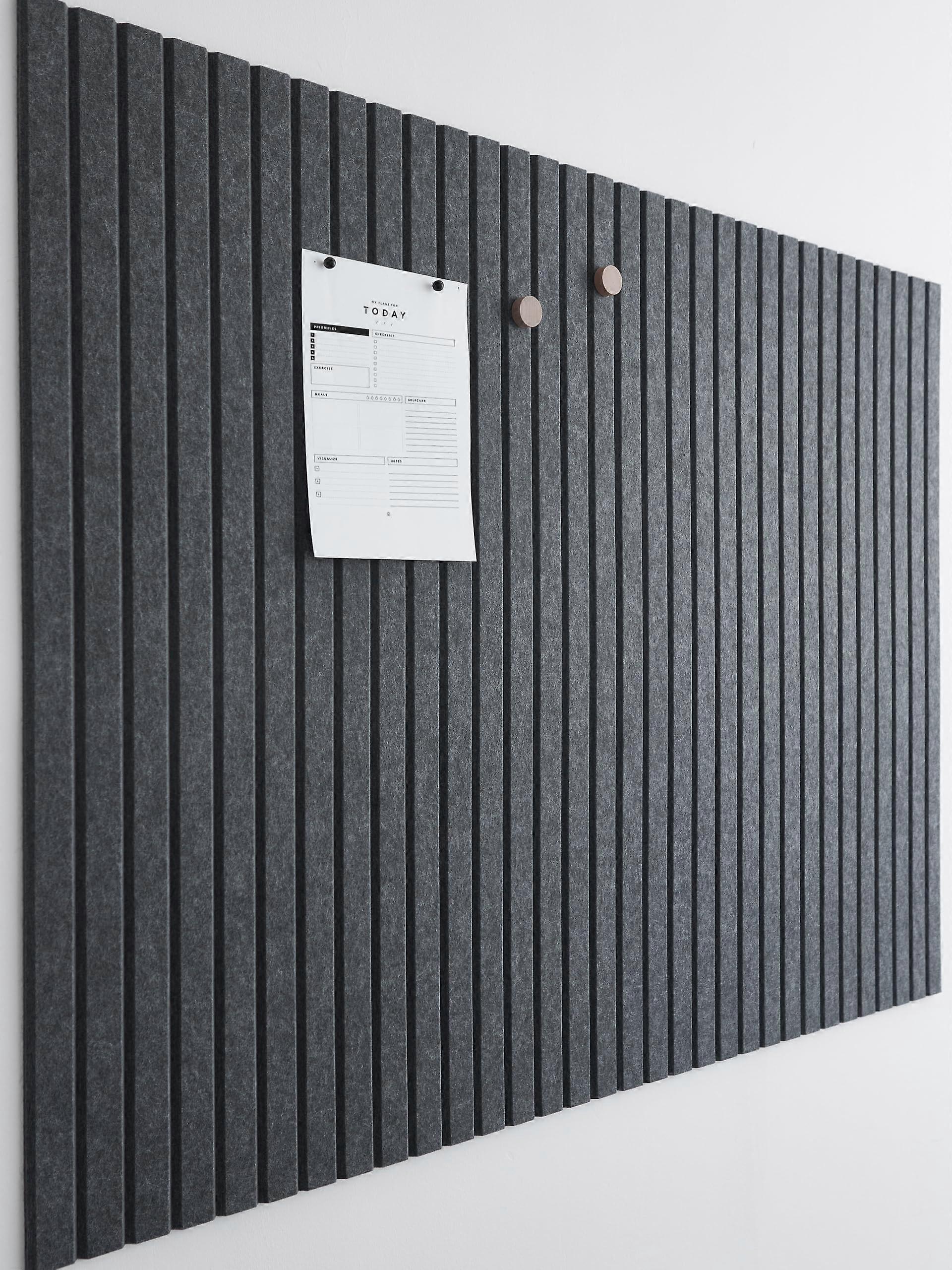 Large Cork Board for Office - Black Felt Wall Organizer, 12 Pack Bulletin Board Tiles, Slat Wall Cladding for Wall Decoration