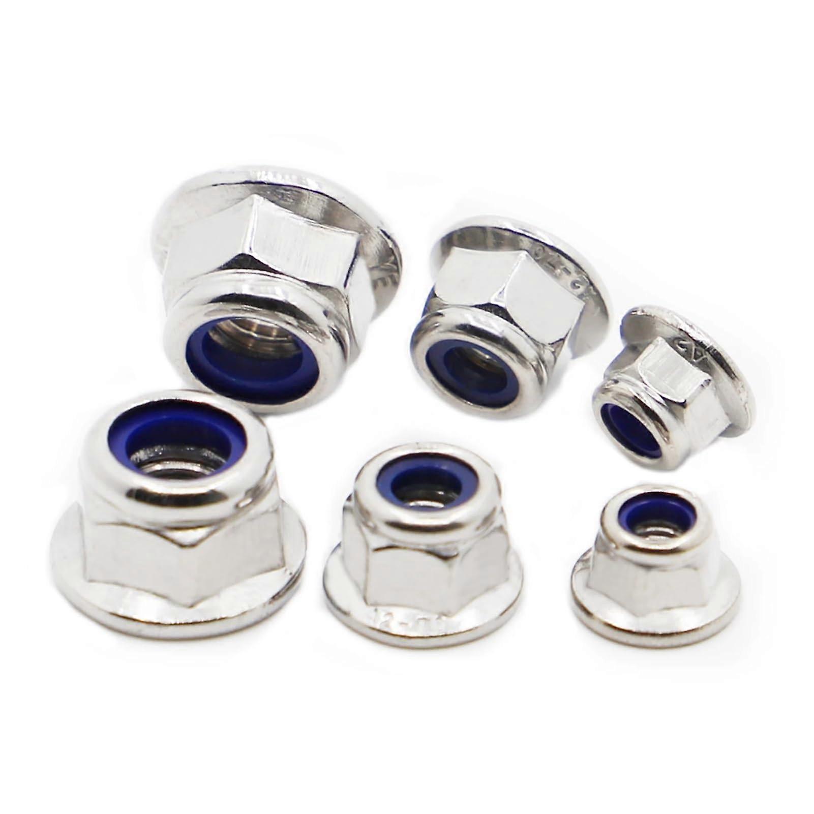 Nyloc nuts, 5 pieces M3/M4/M5/M6/M8/M10/M12 304 A270 stainless steel hex flange lock nuts with nylon insert (M3).