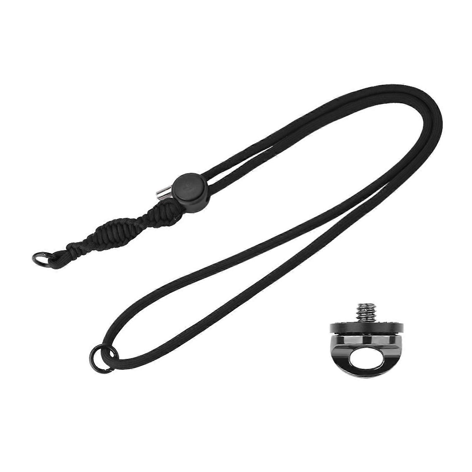 Camera Neck Strap Padded With Aluminum Quick-Release Buckle And 1/4-20 Thread For Action Cameras Black