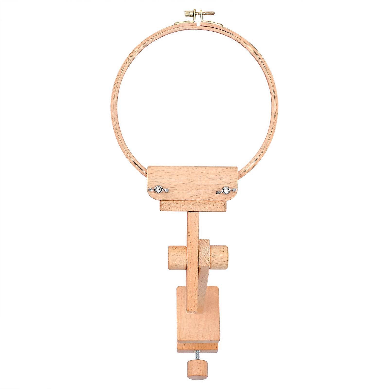 Adjustable Spacing Embroidery Stand 360 Degree Rotation Wooden Cross Stitch Frame Rack For Diy Embroidery Handicraft Enthusiasts 1 Set