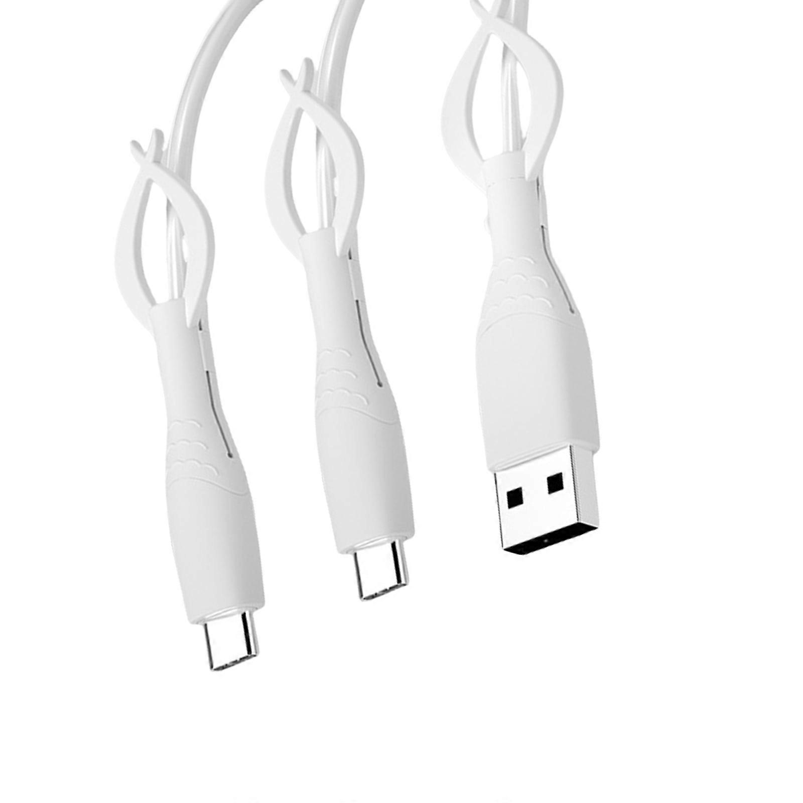 Elastic Silicone Charger Cord Protectors Multi Device Compatible Organizers For Phone Tablet USB C Cord Straps  White