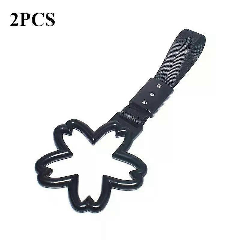 2PCSUniversal Sakura Shape Interior Pull Ring Train Bus Handle Hand Strap Ring Drift Charm Strap Car Styling Parts Tow RopeDecor