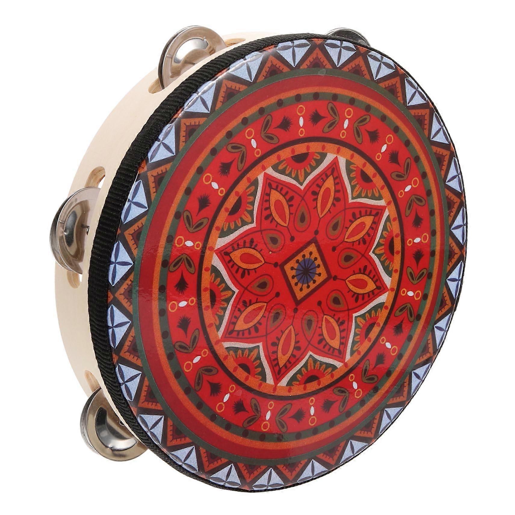 Tambourine Hand Drum Single-Row Ergonomic Design For Parties Dance Performances Music Lessons Loud Easy To Use