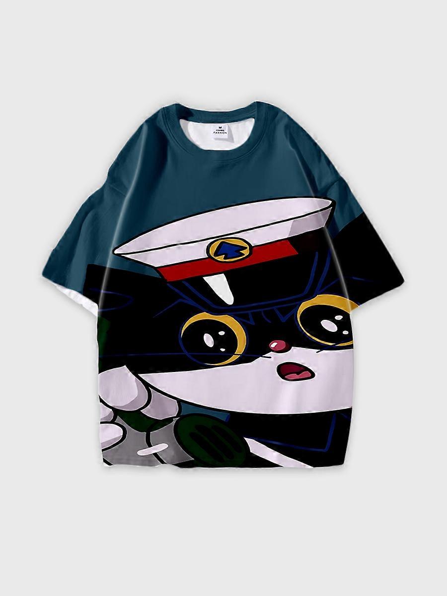 T-shirt girocollo Cartoon Pattern manica corta sciolta C1948