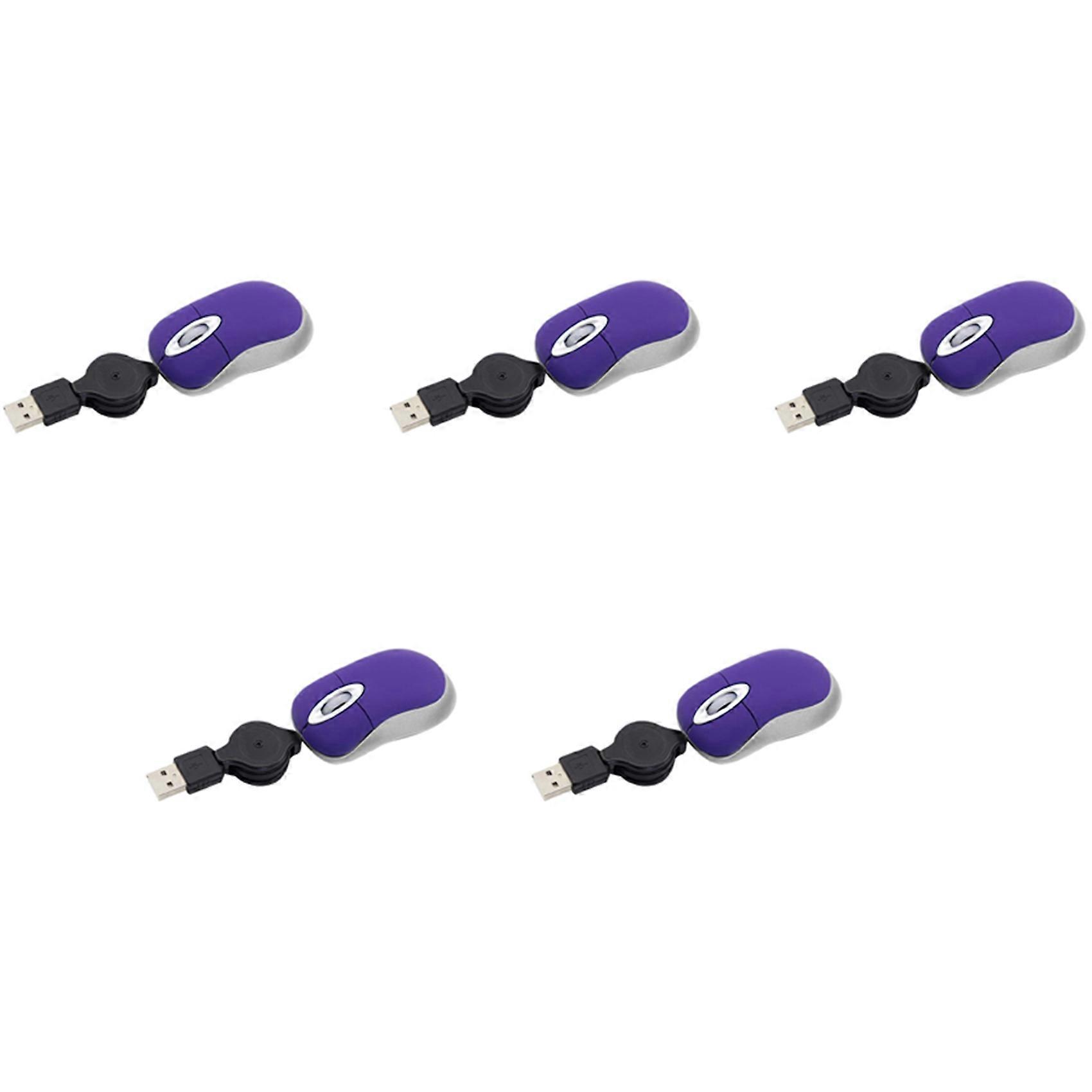 5X Mini USB Wired Mouse Retractable Tiny Small Mouse 1600 DPI for 98 2000 XP Vista Version