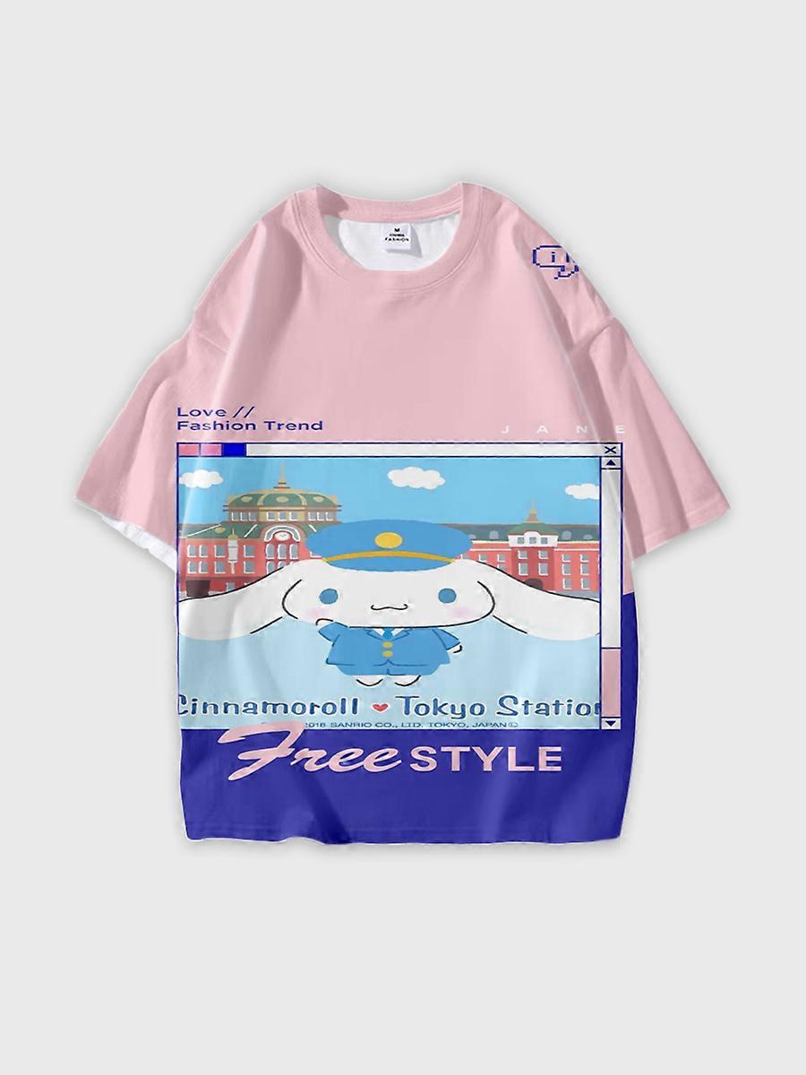 T-shirt round neck Cartoon Pattern loose short sleeve E2369