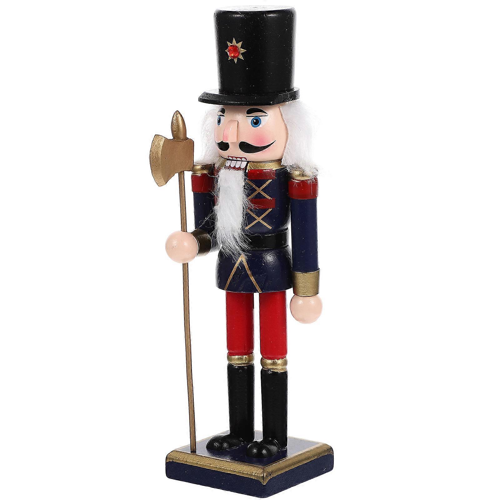 Traditional Nutcracker Soldier Ornament Wooden Design Blue Color Photo Prop For Special Occasions 1Set