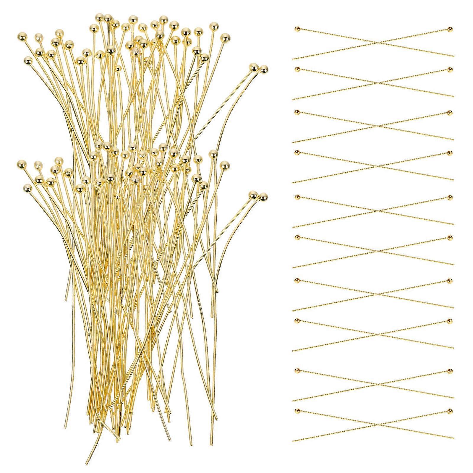Golden Metal Beading Head Pins for DIY Jewelry Making Easy to Use with Round Ball Ends 100pcs