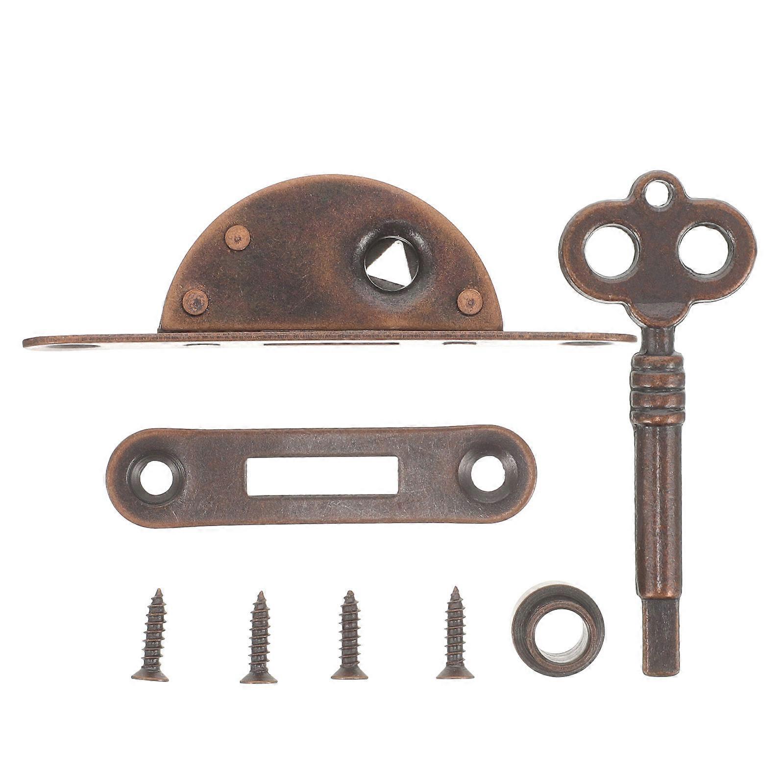 Antique Furniture Lock with Key for Cabinet Made from Brown Classical Design Easy to Install