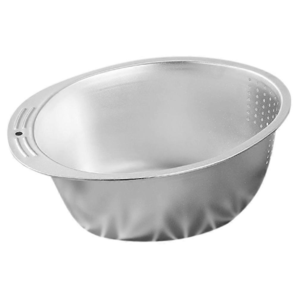 Stainless Steel Rice Washer Vegetable Washing Basin Fruit Draining Basket Household Kitchenware 23.5X17.5X11CM Multi-functional Usage 1Pcs