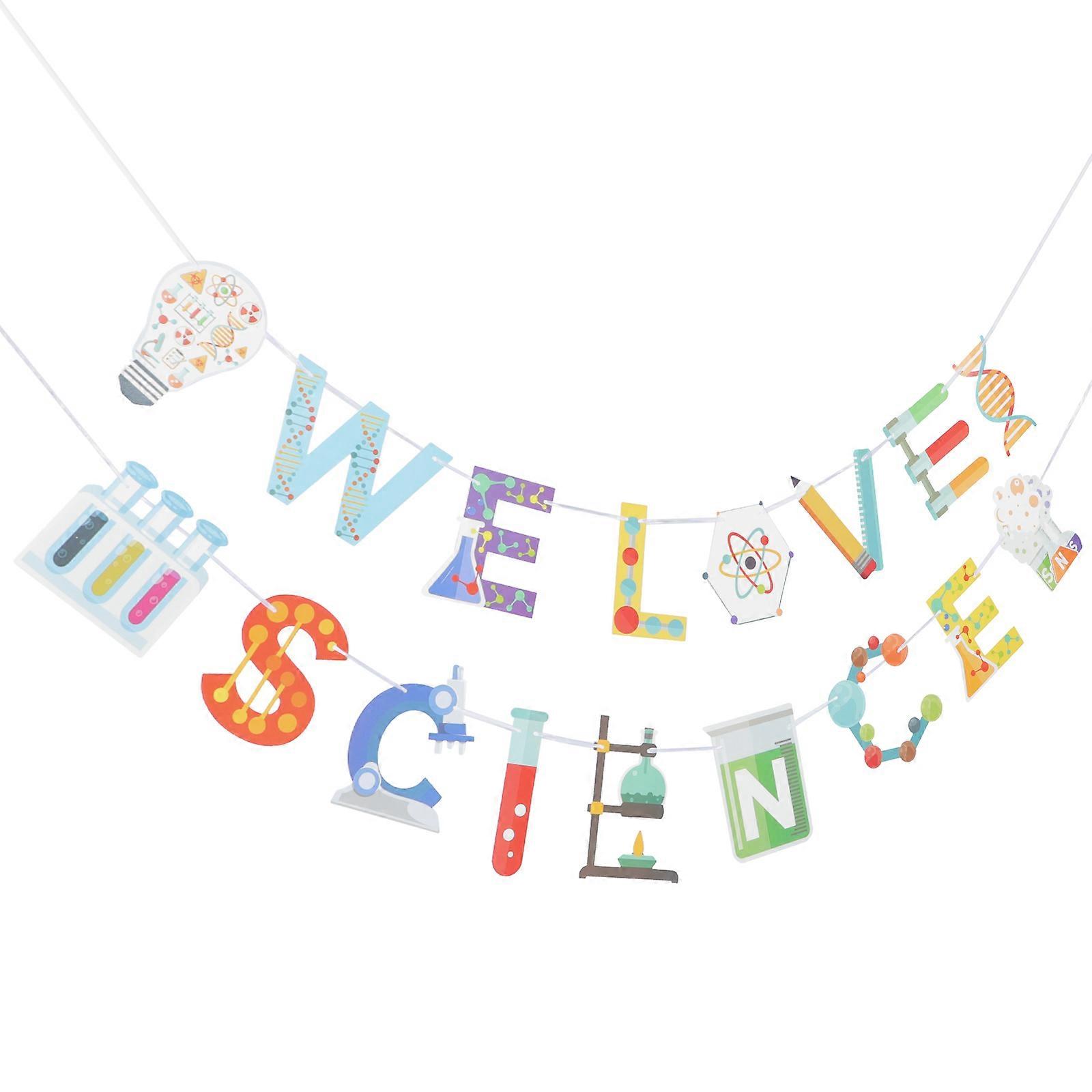 Flag Decoration Science Party Banners Multi Colored 20X17CM Kids Science Birthday Party 2Pcs