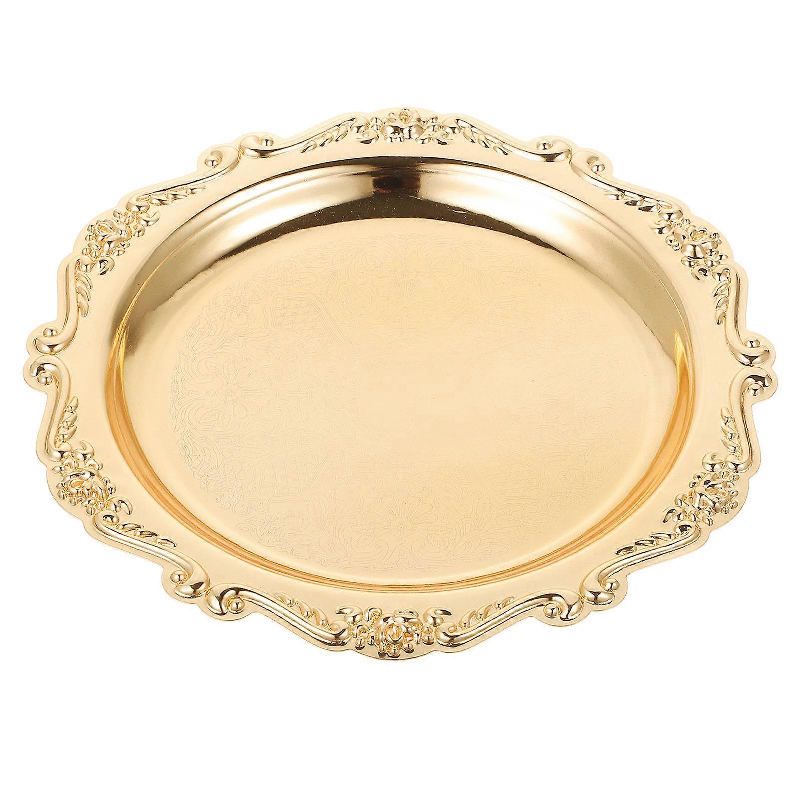Serving Tray Golden Elegant Unbreakable Iron Snack Serving Platter for Entertaining