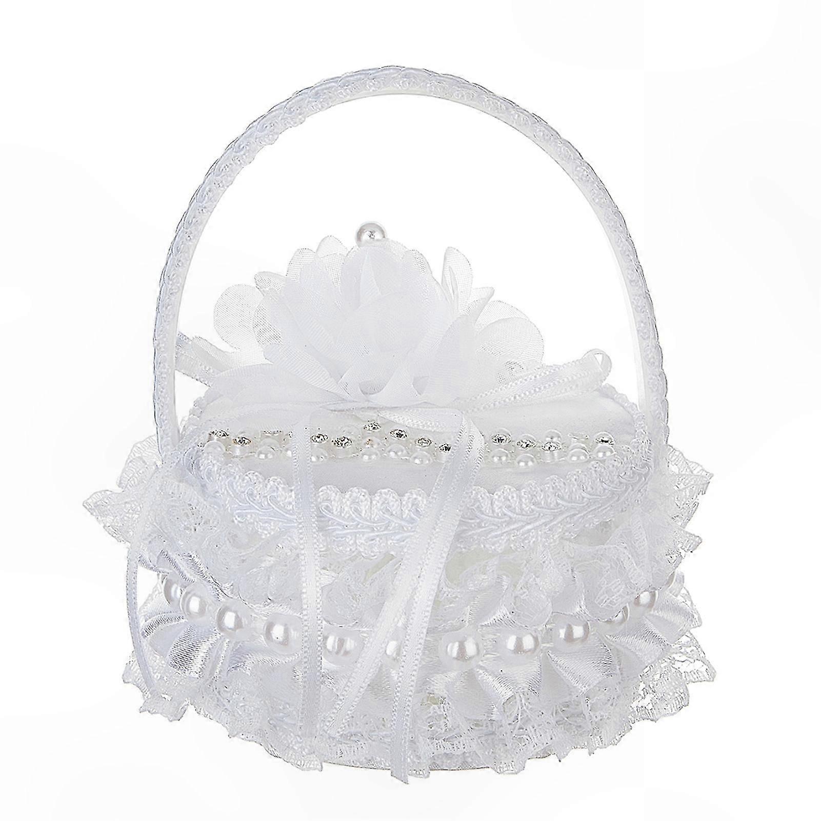 Elegant Lace Ring Box with Ribbon and Flower for Wedding Ceremony