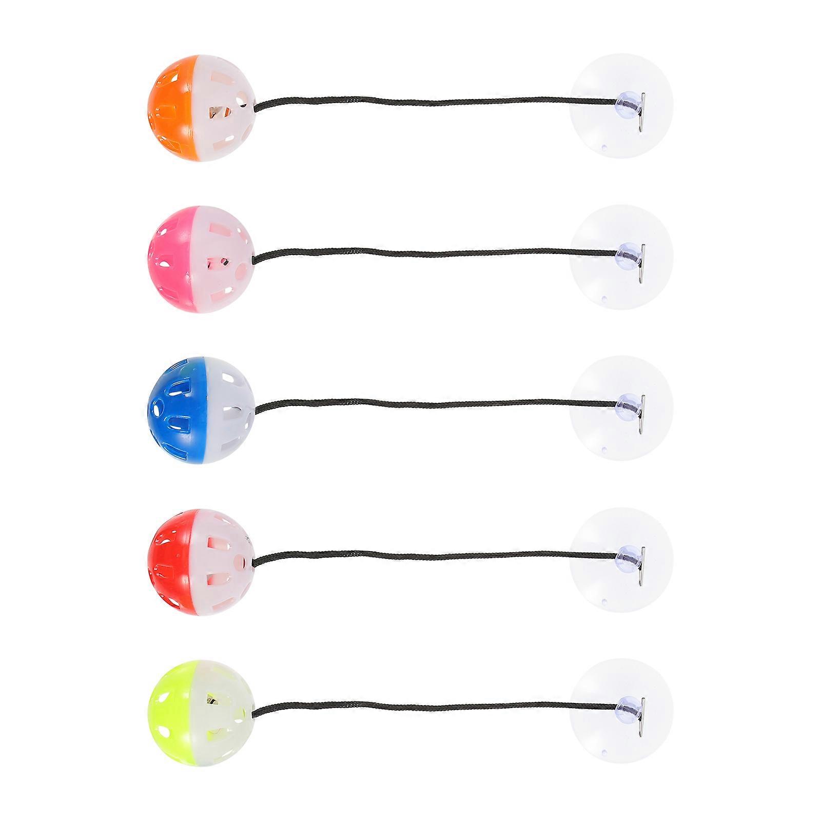 Reptile Toy Bell Balls with Suction Cup and Rope for Lizard Fun Assorted Color 6 Pieces