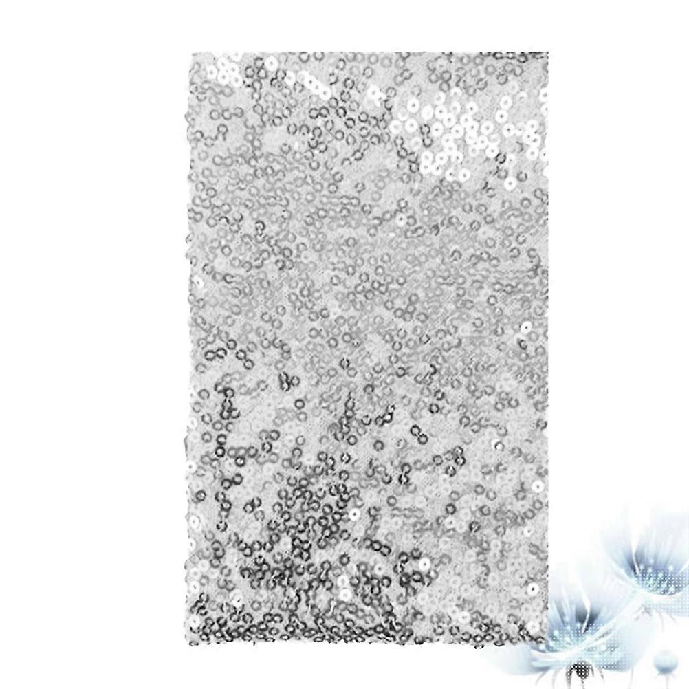 Sequin Mesh Fabric 3mm Thickness For Decorative Events In Silver 135x100cm 1Pack
