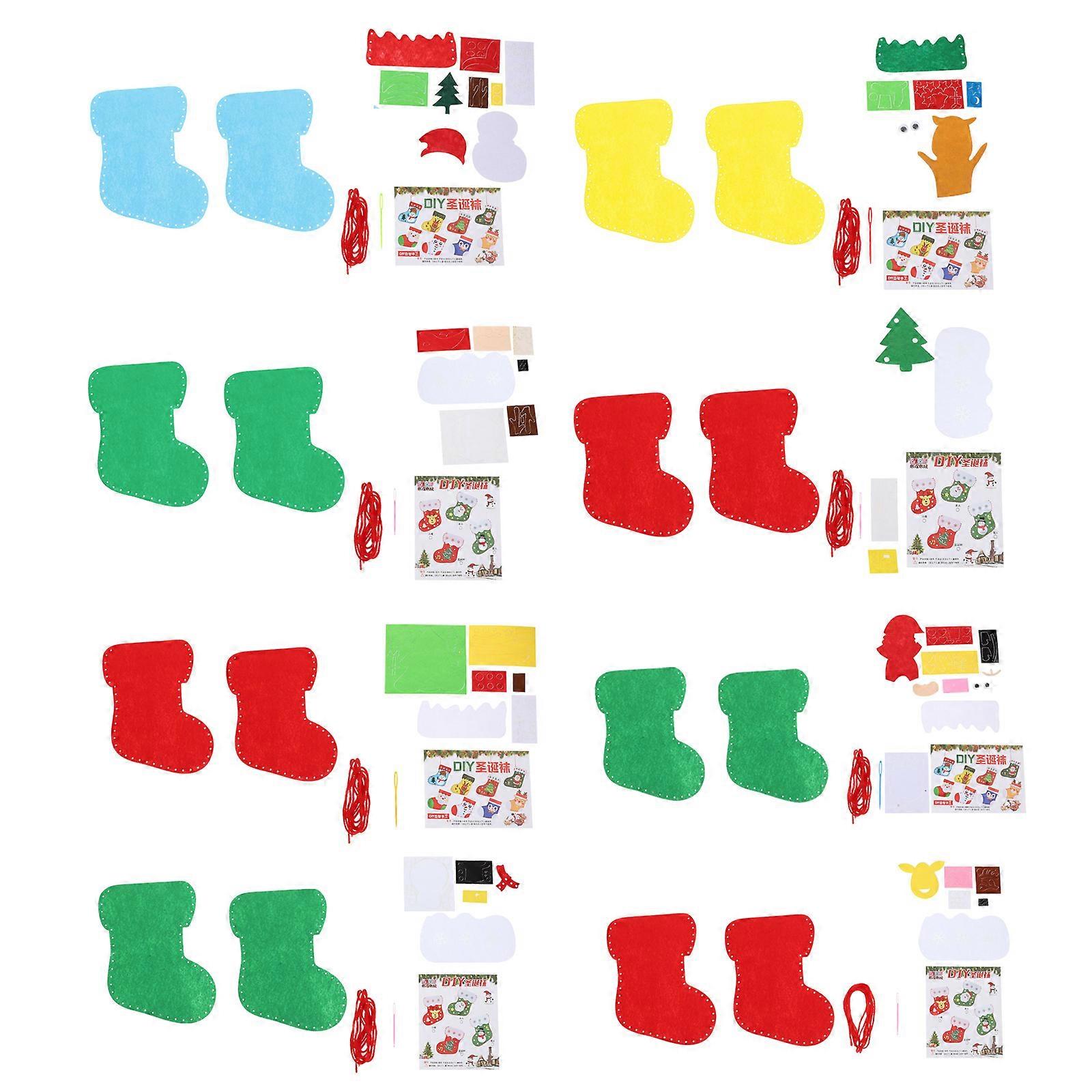 DIY Crafts Material 8 Sets Christmas Socks Making Kit For Kids Assorted Color Sock Shaped Craft Style
