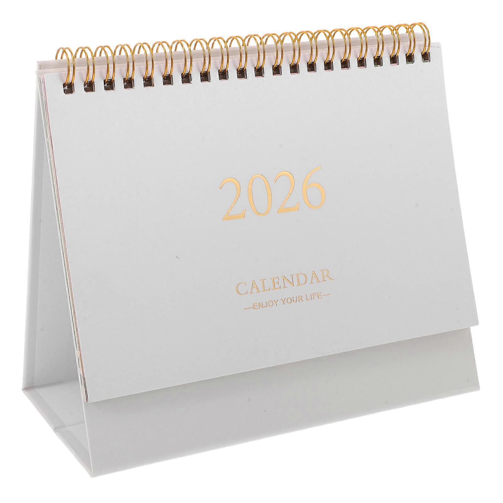 Compact Portable Standing Flip Calendar Monthly Desk Planner Twin Wire Binding Smooth Page Turn Sophisticated Design for Home Office Use