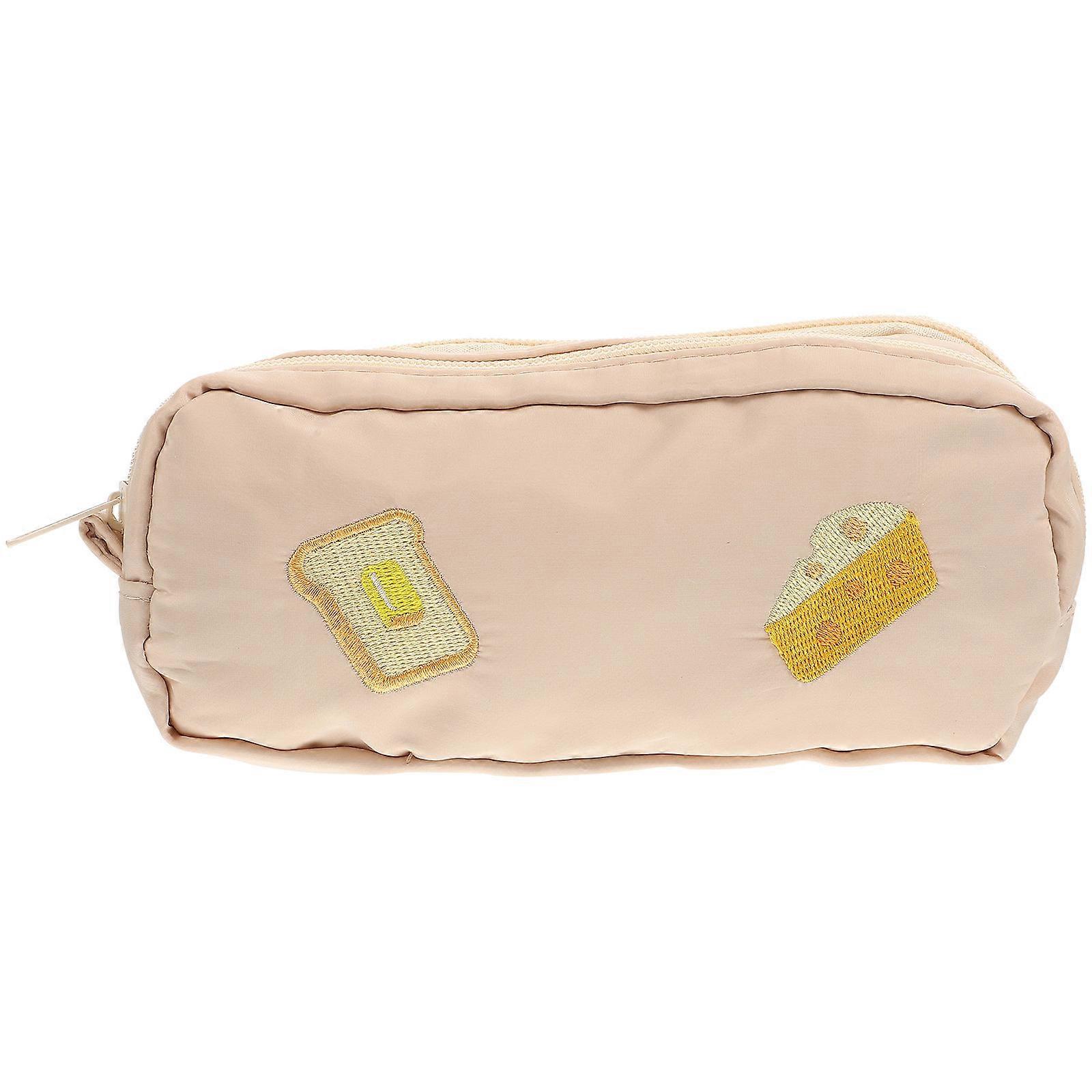 Khaki Multi-Function Pen Bag Rectangular Zipper Closure Perfect For Students And Teachers 21.00X10.00X5.50cm 1Set