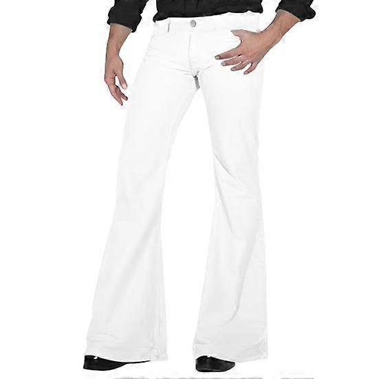 Men Flared Pants with 4 Pockets Mid-rise Solid Color Button Zipper