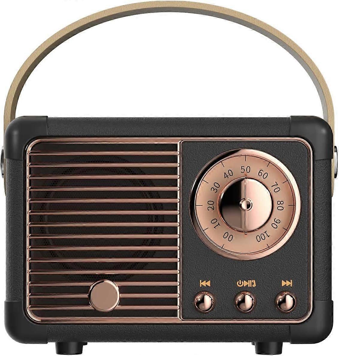 Retro Bluetooth-kaiutin, vintage-sisustus, pieni langaton Bluetooth-kaiutin, söpö vanhanaikainen tyyli (musta)