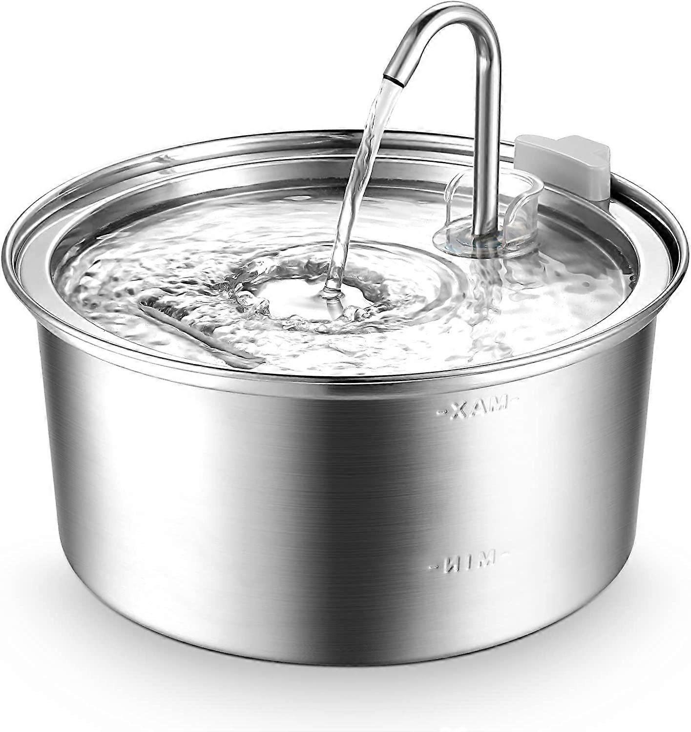Stainless Steel Cat Drinker 3.2L, Ultra Quiet Automatic, 2 Charcoal Filters, Dishwasher Safe HG