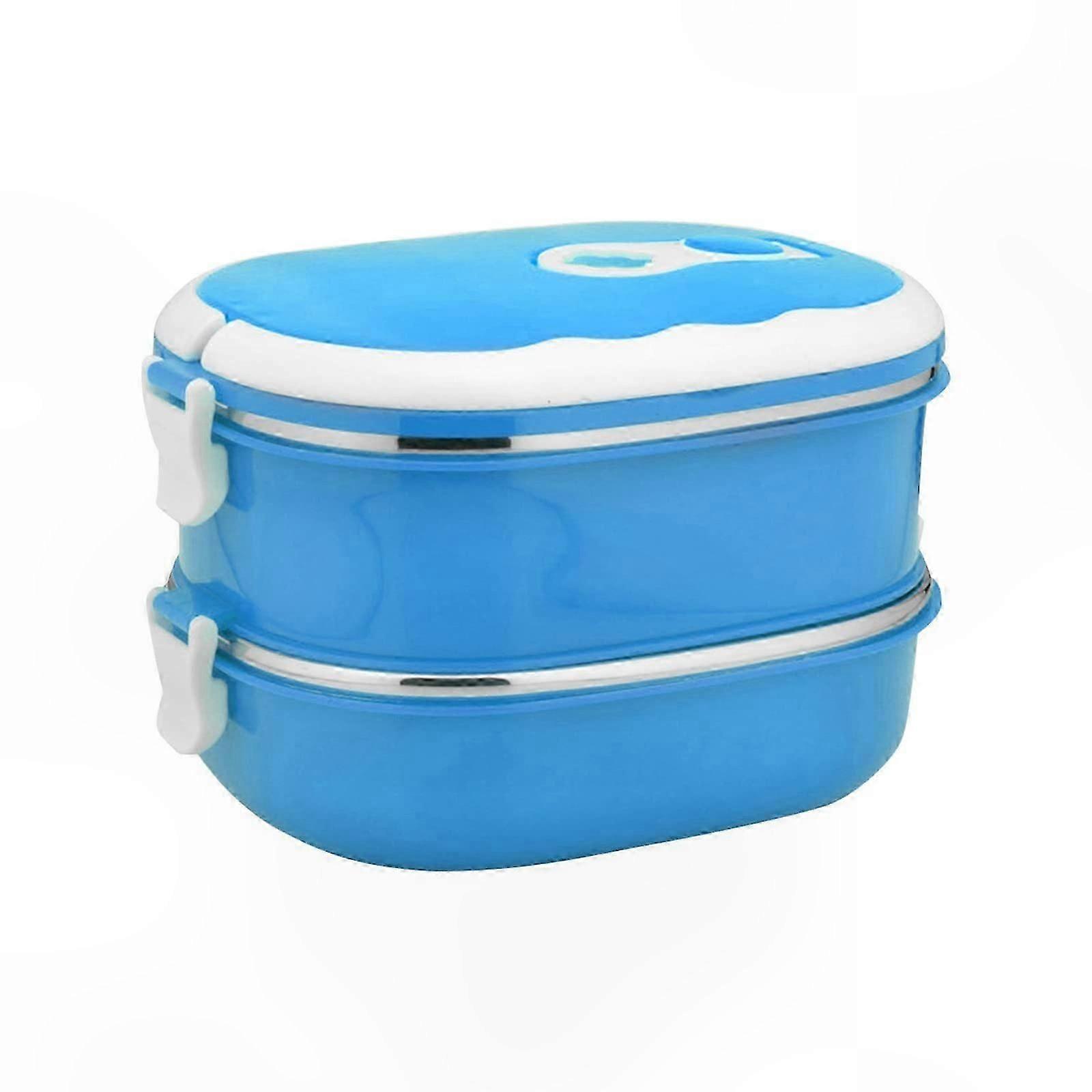 Insulated Thermal Lunch Box with 2 Layers Stainless Steel (Blue)