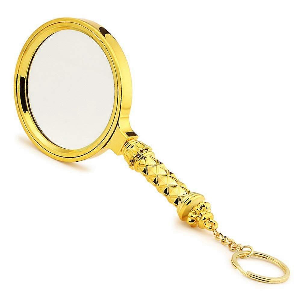 Magnifying Glass, Handheld 80mm HD Magnifier with Retro Imitation Metal Frame, Gold 8X Reading Magnifier for Adults