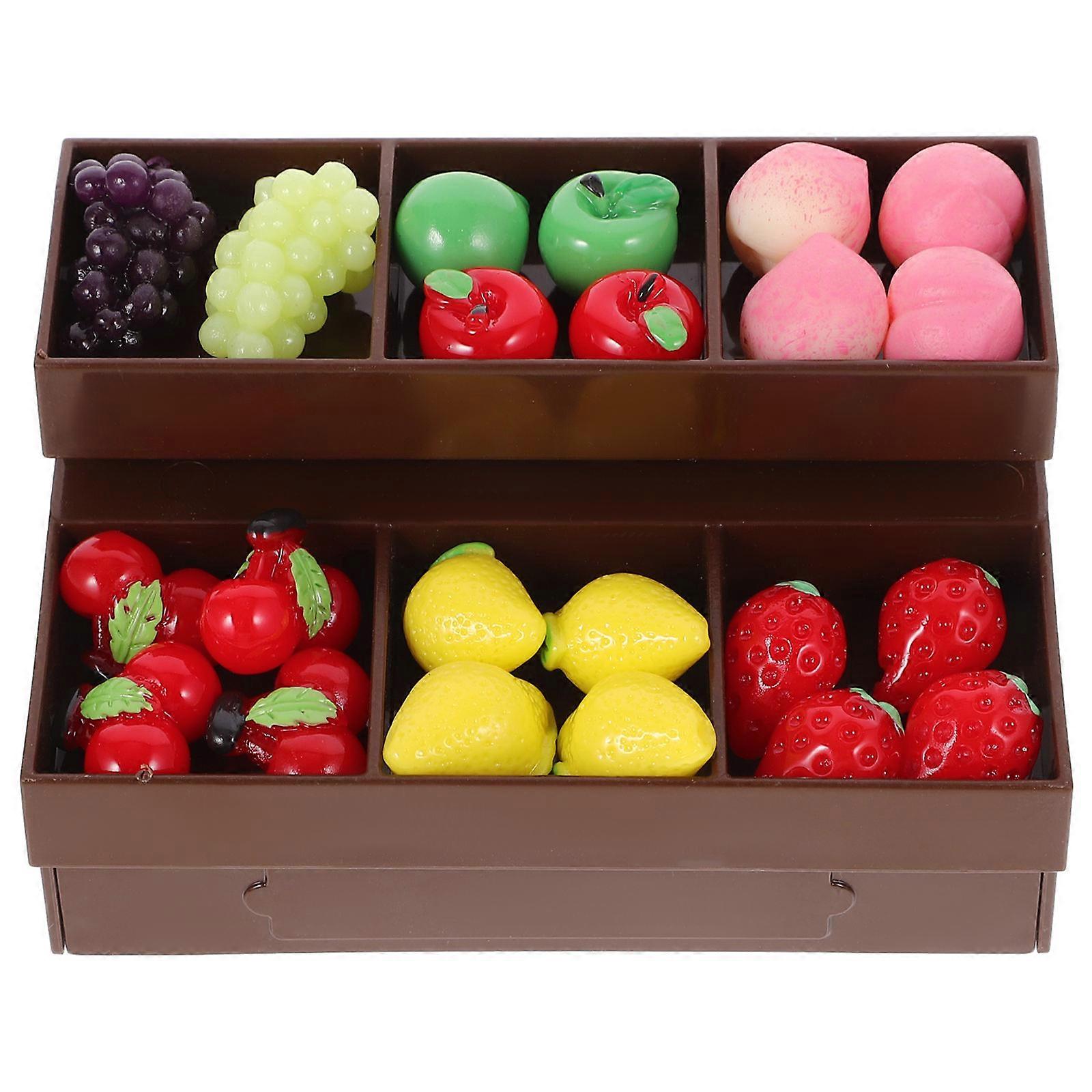 Miniature Fruit Stand for Decor Made from Durable Plastic in Coffee Color Perfect for Doll House Accessories 3.5 inch