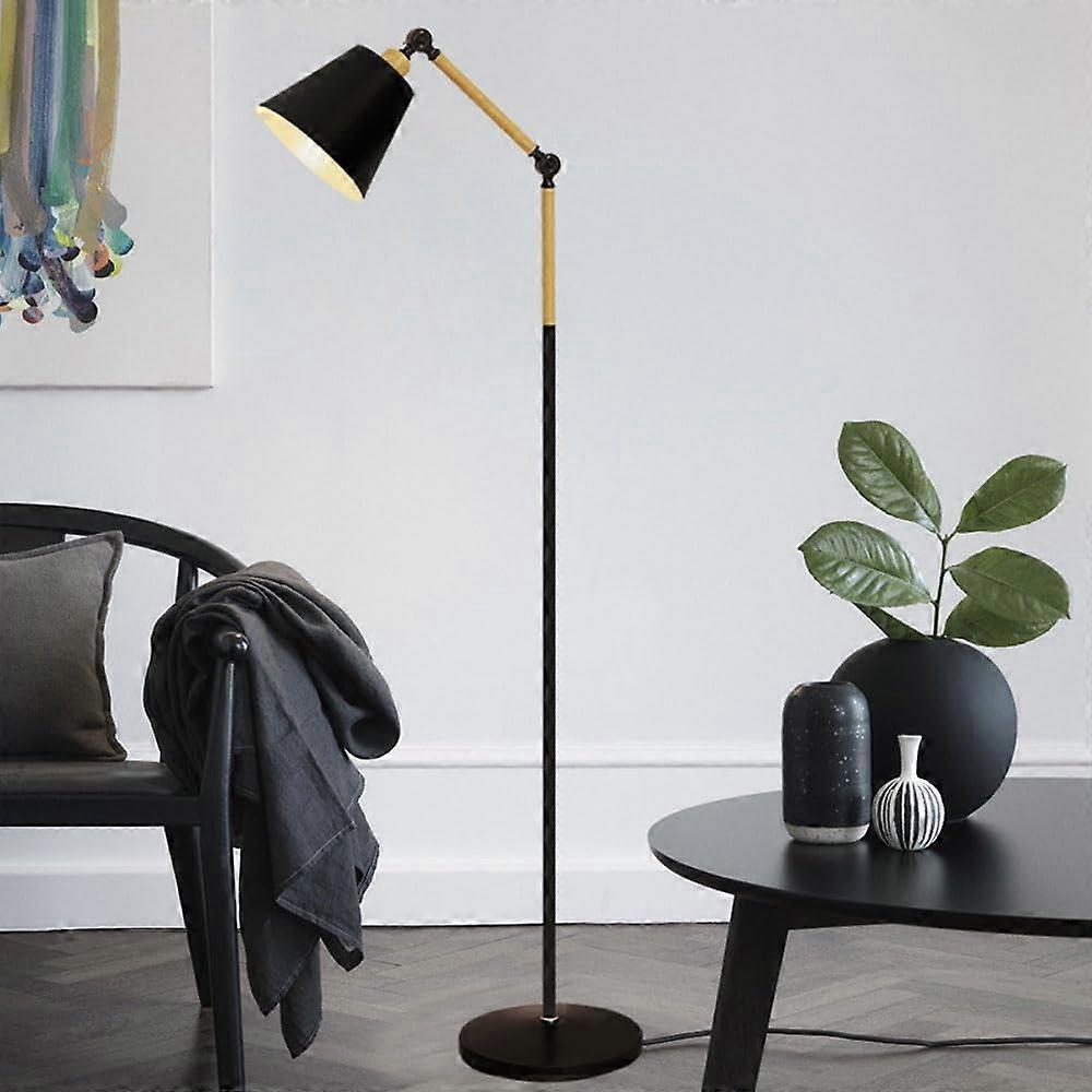 Nordic Adjustable Floor Lamp 160cm with Rotating Iron Shade - Modern Classic Design, Black, No Bulb Included