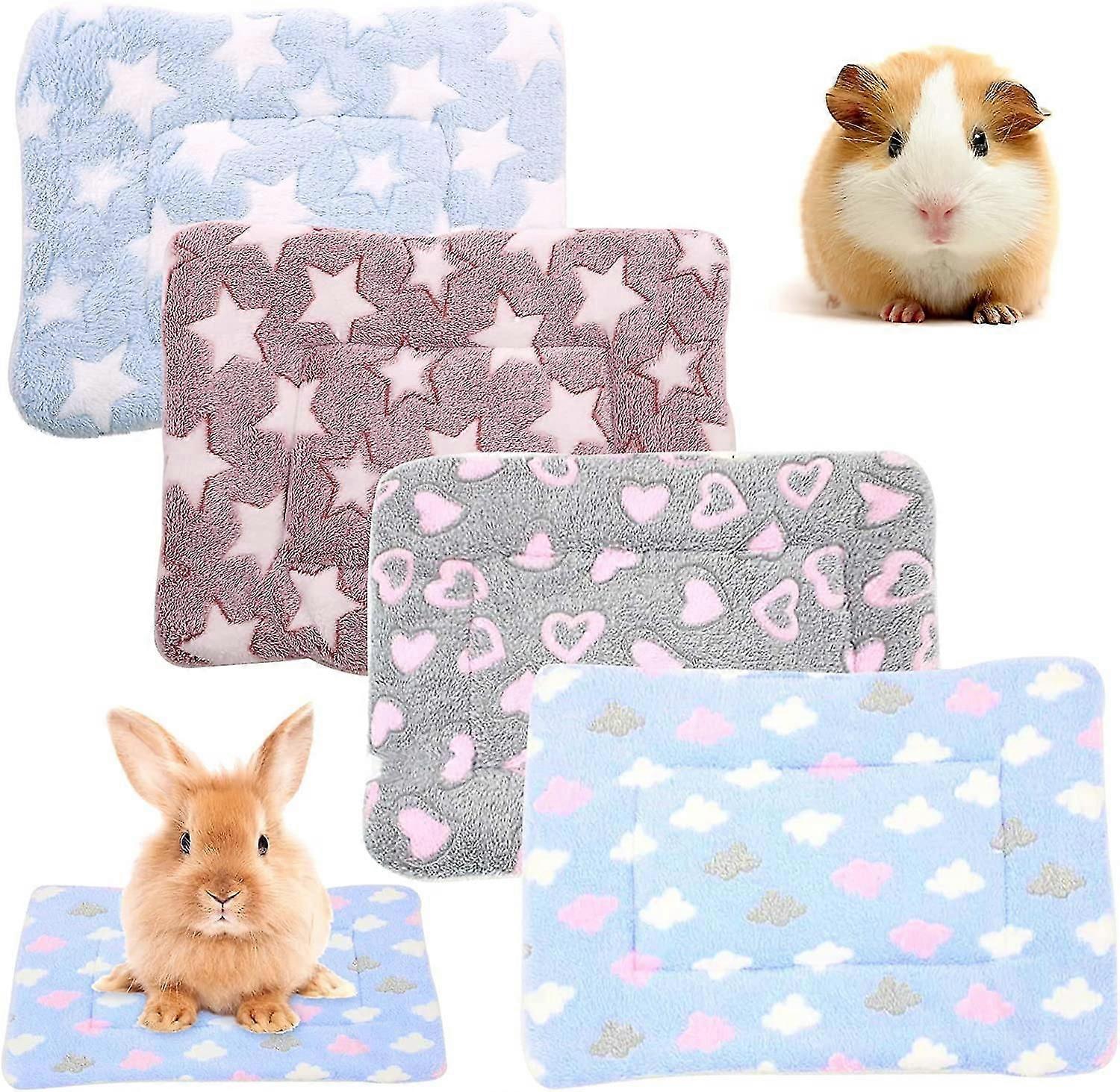 Hjyokuso 4 Pieces Hamster Guinea Pig Warm Bed Mats Soft Plush Hamster Pad Mats Small Animal Winter Sleep Bedding Mat For Bunny Rabbit Hamster Guinea P