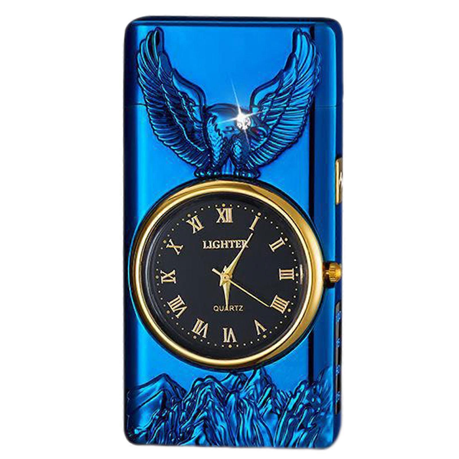 Multi-Function Led Light Watch And Lighter Striking Embossed-Eagle Design Everyday Carry Essential