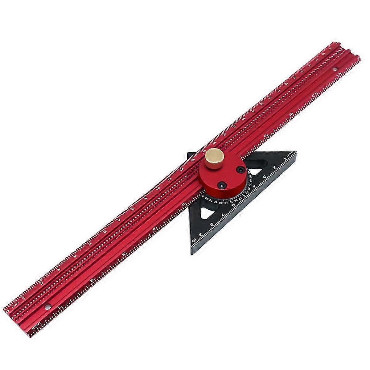300mm Woodworking Aluminum Alloy Marking Ruler with Hole & Line Function and 360-Degree Rotary Feature