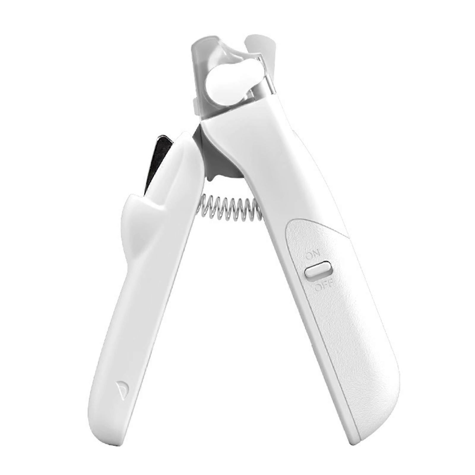 Cats Nail Trimmer Tool with LED Light Trimming Tool Home Use Labor-Saving Trimmer Prevents Splitting White