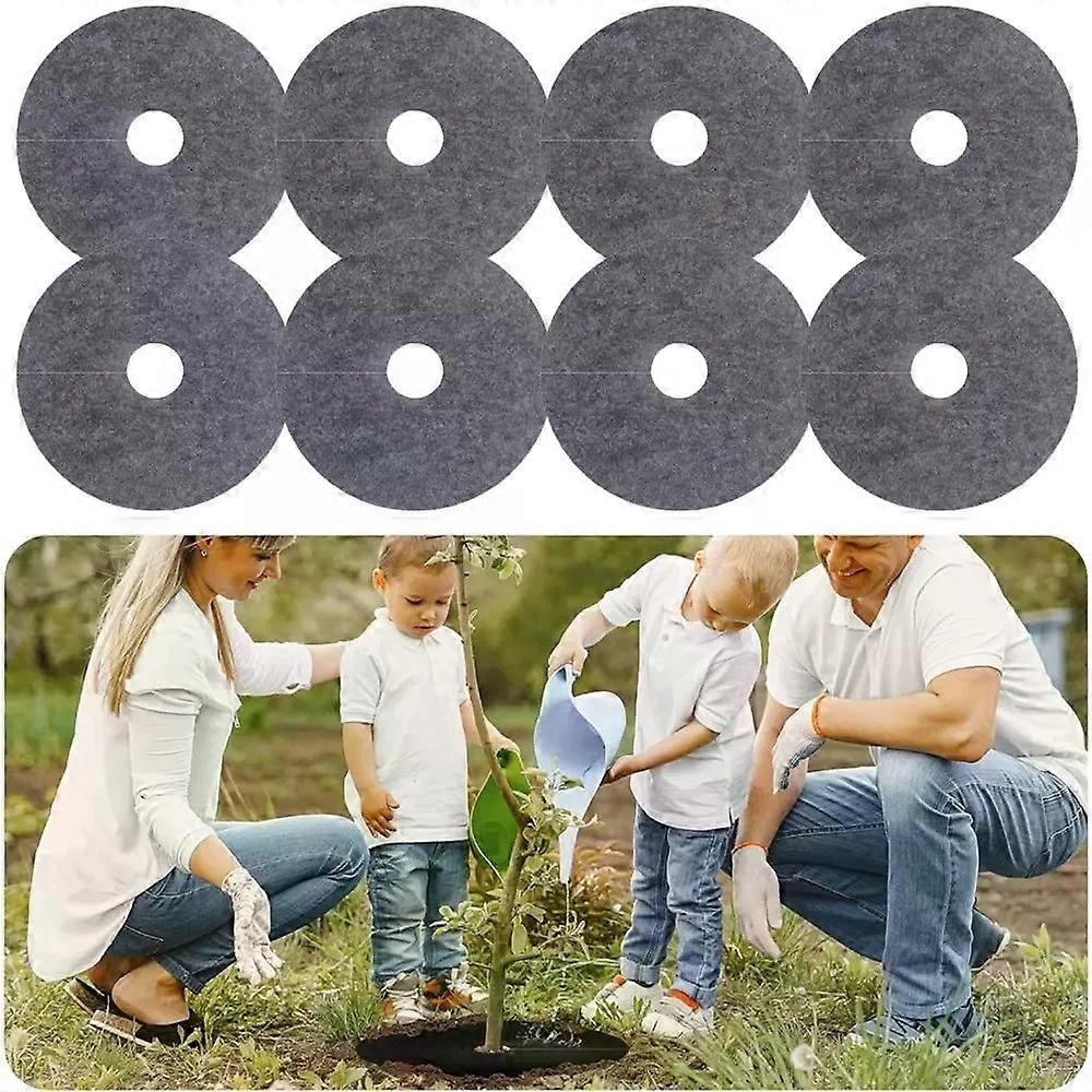 20pcs Degradable Round Weeds Barrier Mats Breathable Non-woven Tree Protector Mat Moisturizing Weeds Mulch Ring