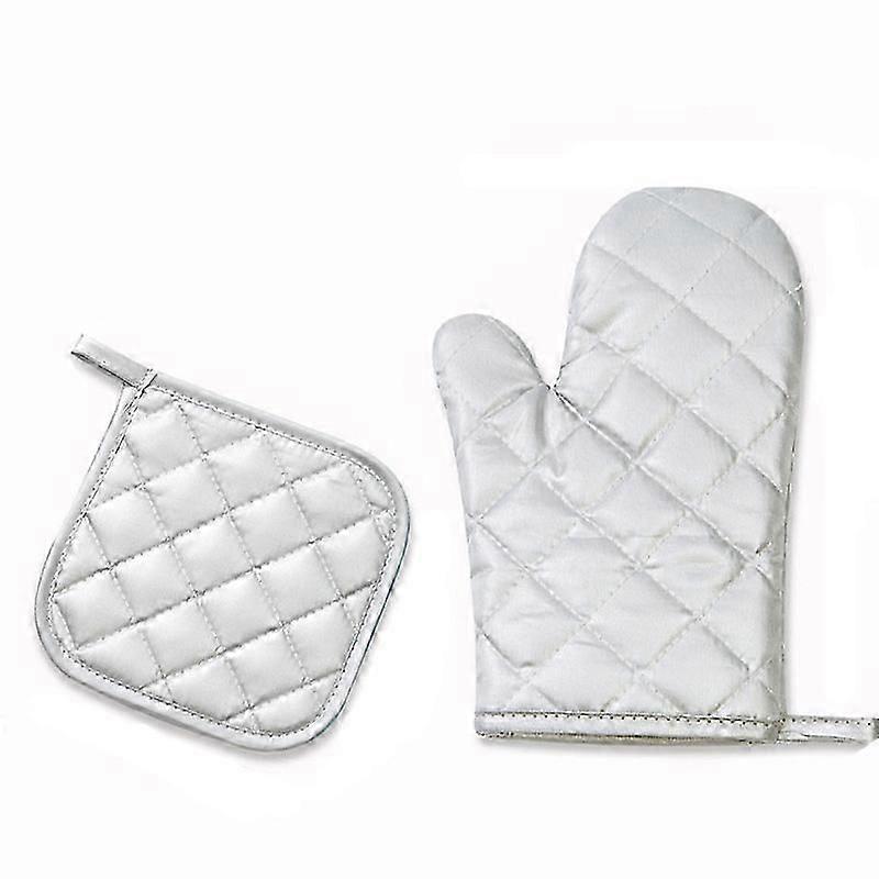 Set of 2 Oven Gloves, Silver, for Kitchen Use