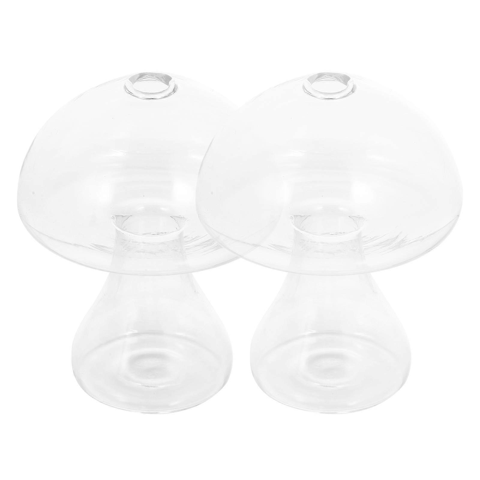 Terrarium Flower Vase Mushroom Shape for Indoor Decoration Made of Glass with Hydroponic Container Function 2Pcs