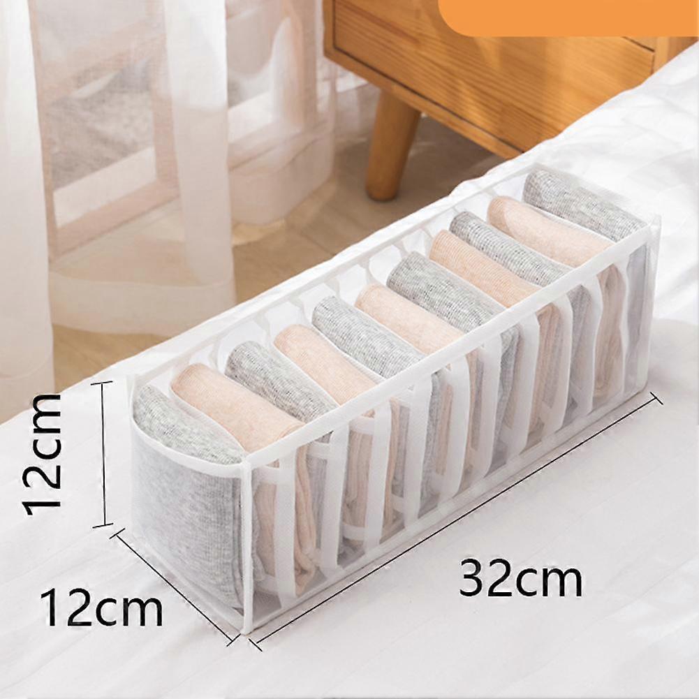 Bra Underwear Socks 3-in-1 Storage Bag 7 Compartments Nylon Mesh Organizer Drawer Design Space Saving Dustproof