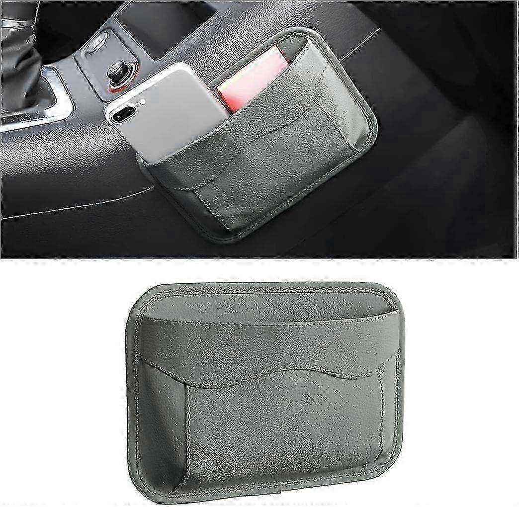 Car Seat Side Pocket Organizer for Auto Door & Console, PU Leather Mini Storage Bag with Multiple Compartments