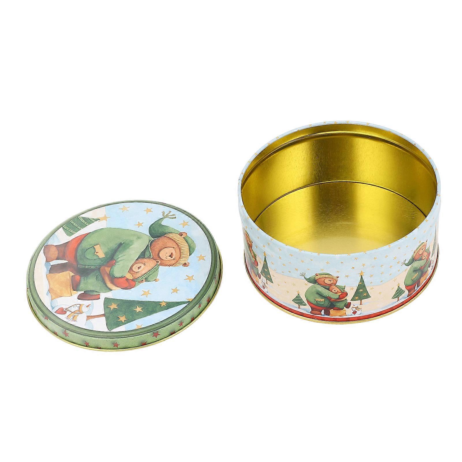 Cookie Tin Cute Bear Pattern Sturdy Iron Storage Box Type 3