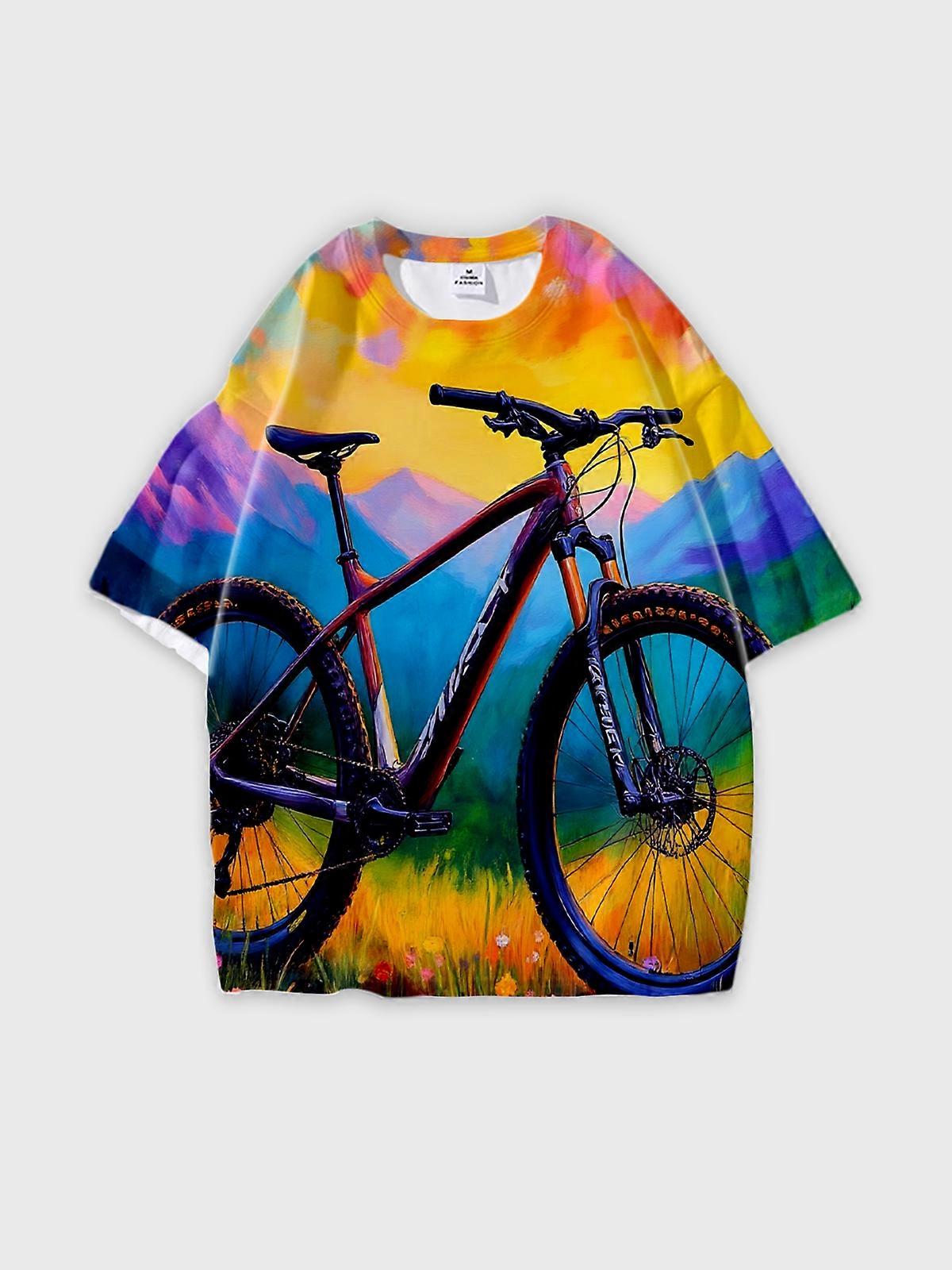 T-Shirt Round Neck, Loose Short Sleeve Pattern Graphic Tee, Unisex Summer Casual Top V3135