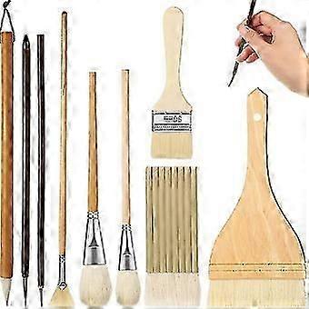 9 Pcs Paint Brushes Set Different Shapes Glaze Brushes For Pottery Acrylic Watercolor Ceramic For P