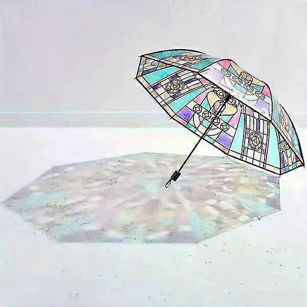 Ladies' colored glass umbrella, lightweight and portable, dry and non-sticky after rain